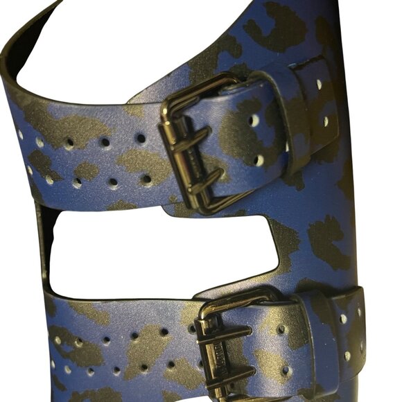 The Kooples Blue Leopard Leather Parisian Buckle Style Sandals Size 43 US Mens 9 - Picture 12 of 16